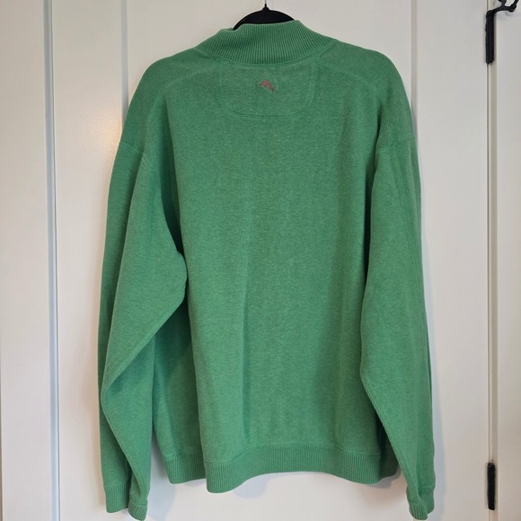 Tommy Bahama Quarter Zip Sweater Green Cotton Men's XXL Pullover Comfort Casual - Picture 3 of 12